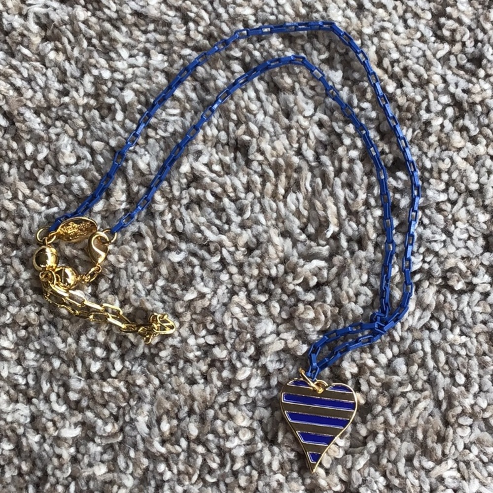 MELANIA CLARA GOLD/BLUE ENAMEL HEART NECKLACE- NWOT